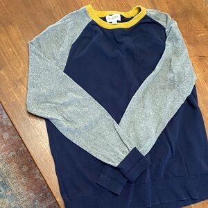 Goodfellow & Co Navy and Gray Crewneck Sweater with Yellow Accent